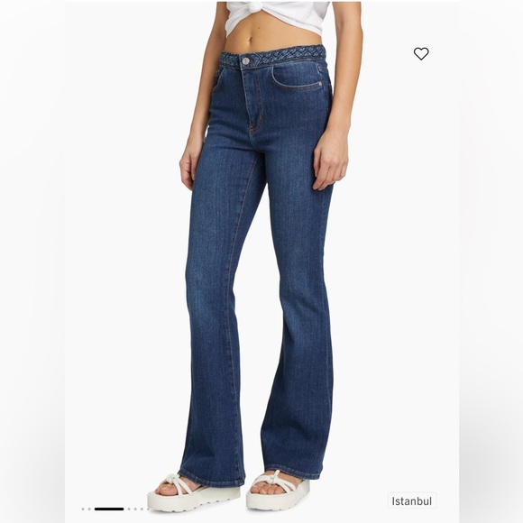 FRAME Braided Waistband Le High Flare Jeans Size 29 In Istanbul - Picture 1 of 14